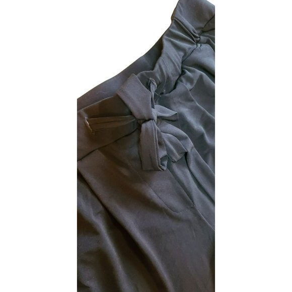 Ellen Tracy Black Drawstring Stretch Pull On Pleated Front Casual Dress Pants - Picture 2 of 4